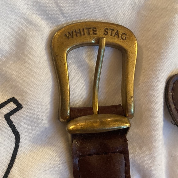 Brown braided vintage leather belt with gold buckle - Picture 4 of 6